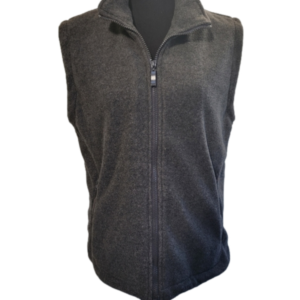 𝅺lavon Gray Fleece Full Zip Vest Size Large
